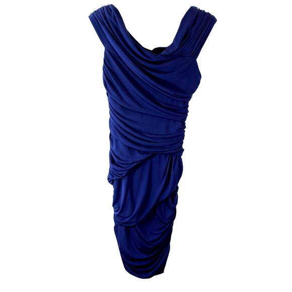Nicole Miller Ruched Off the Shoulder Fitted Dress Blue Size 2 - Picture 1 of 7